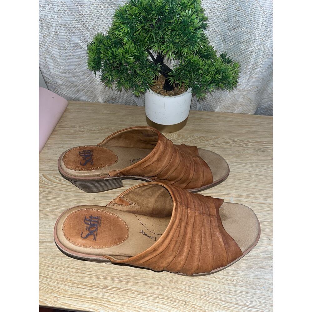 Softt Women’s Christie Caramel Wedge Leather Slip On Shoes - Size 11